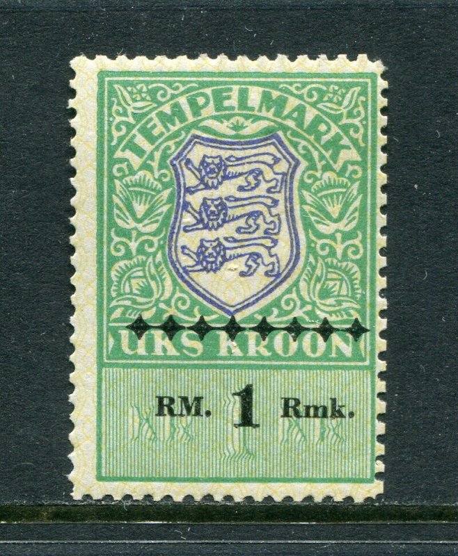 x366 - ESTONIA 1940s Germany Occupation Revenue Stamp 1RM Overprint Fiscal MNH