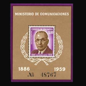 COLOMBIA 1961 - Scott# C396 S/S Pres.Lopez NH