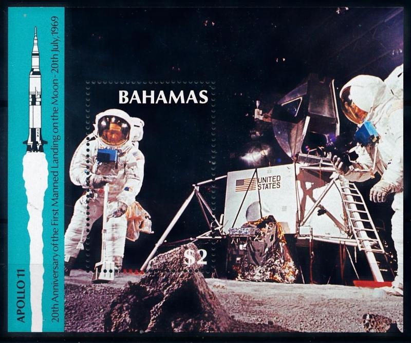 [66111] Bahamas 1989 Space Travel Weltraum Apollo 11 Souvenir Sheet MNH