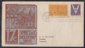 United States Scott E18 FDC - 1944 Special Delivery Issue