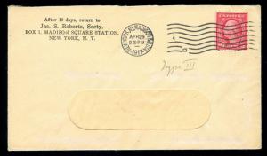 MOMEN: US STAMPS #488 EARLIEST DOCUMENTED USE ON COVER APS CERT