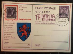 1945 Differdange Luxembourg First Day Postcard Cover FDC Peischten