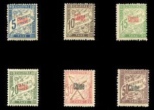 French Colonies, French Offices in China #J1-6 Cat$71, 1901-7 Postage Dues, s...