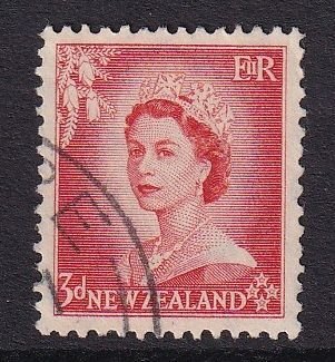 New Zealand  #292  used  1954  Elizabeth 3p