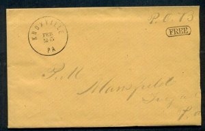 1862, KNOXVILLE PA Official Post Office cover w/contents, boxed FREE, VF