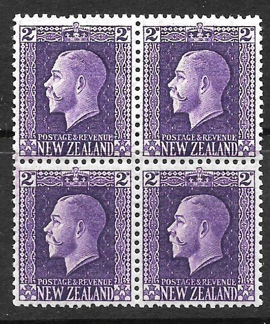 NEW ZEALAND 1915  2d  ANALINE VIOLET KGV  MNH/MLH  P14x13 1/2  CP K2a3