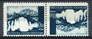 CROATIA; 1940s early WWII pictorial issue fine MINT MNH TETE-BECHE Pair, 0.50k
