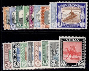 SUDAN GVI SG123-139, 1951-61 complete set, LH MINT. Cat £120.