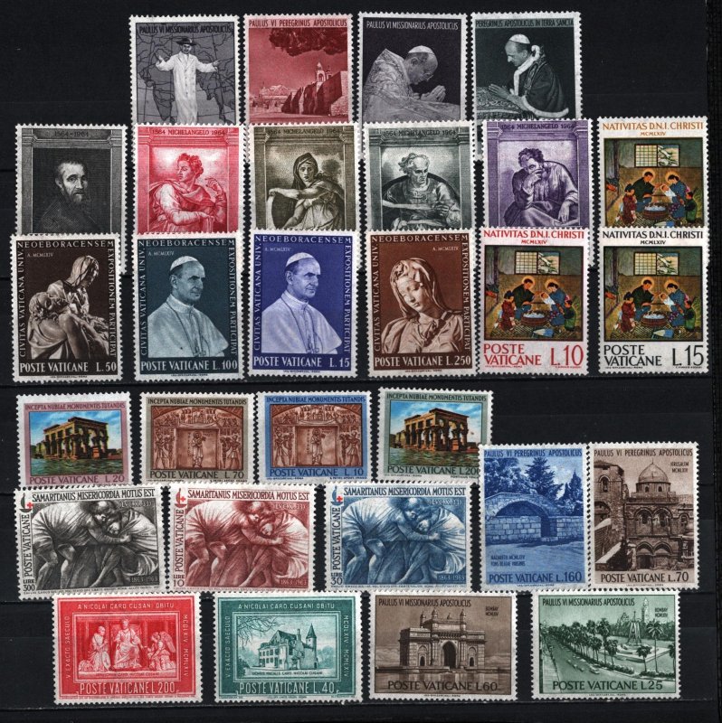 VATICAN 1964 COMPLETE YEAR SET OF 29 STAMPS MNH