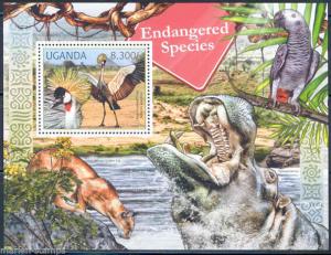 UGANDA 2012  ENDANGERED SPECIES   SOUVENIR SHEET MINT NH