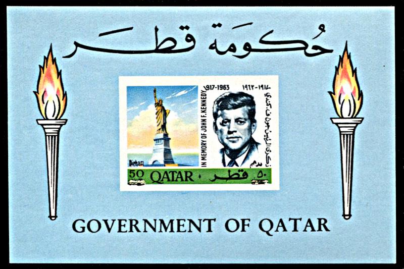 Qatar 119B, MNH, Revalued John F. Kennedy souvenir sheet