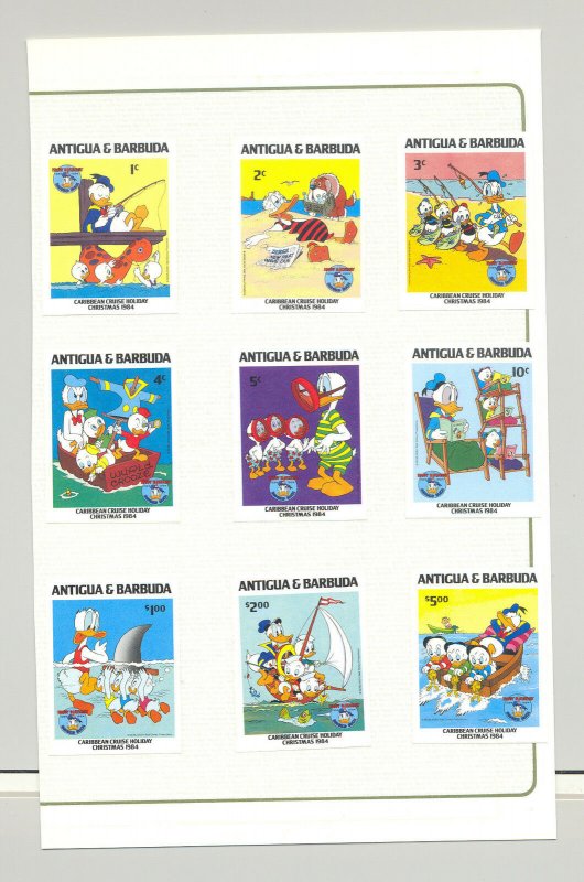 Antigua #808-818 Disney Christmas 9v & 2v S/S Imperf Proofs on 2v Cards