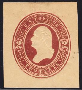 #U287 2¢ BROWN UNUSED CUT SQUARE CV $150 BT6398