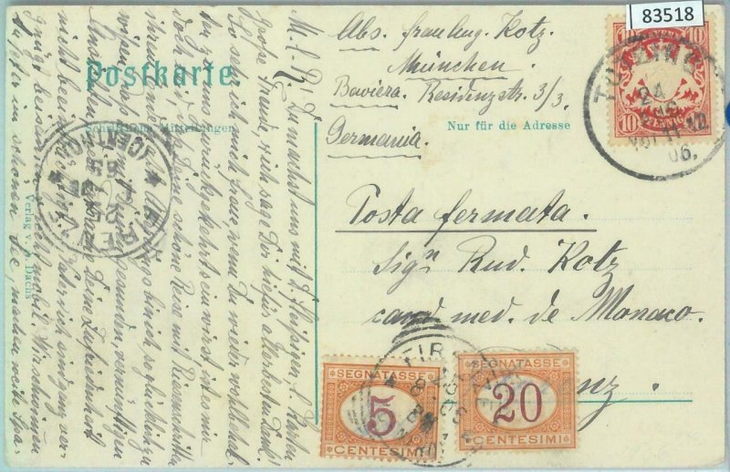 83518 - GERMANY: Bayern - POSTAL HISTORY - POSTCARD to ITALY Taxed 1906