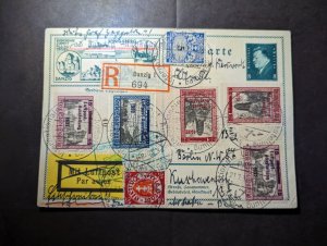 1932 Danzig Germany LZ 127 Graf Zeppelin Airmail Postcard Cover to Berlin NW 87