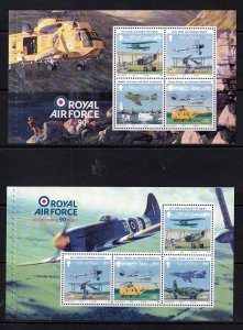 Isle Of Man  2008 -   90th -Royal Air Force - MNH - 4 Bklt Panes # 1240-1245