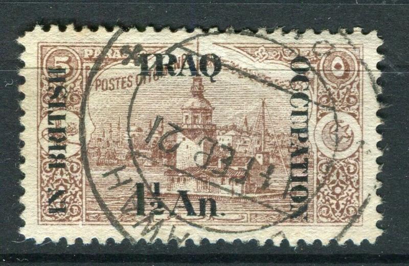 IRAQ; 1918 BRITISH OCCUPATION issue fine used 1.5a. value + good POSTMARK