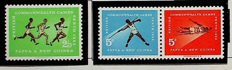 Papua New Guinea Sc 171-3 MNH SET of 1962 Sport Games, Granite paper