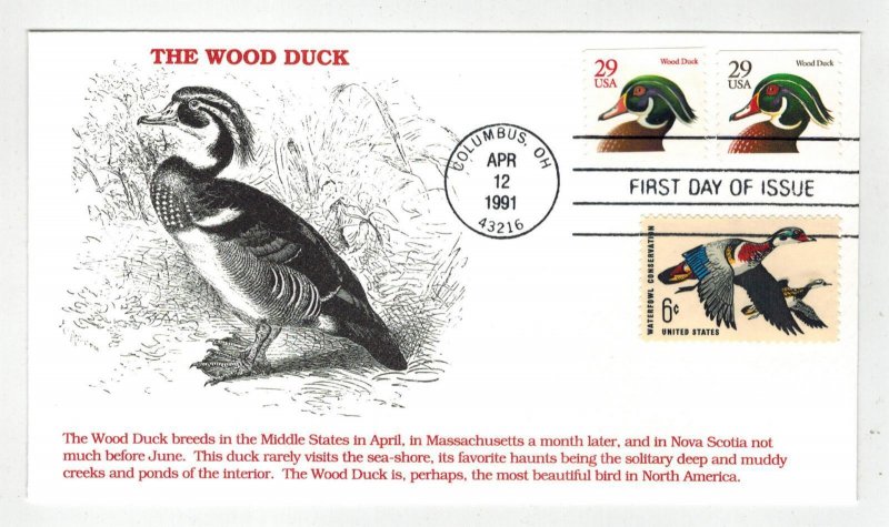 1991 WOOD DUCKS BOTH PRINTINGS COMBO 1362 WATERFOWL Ohio Fdc By KMC 