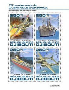 Djibouti 2020 - World War ll - Navy Battle of Okinawa - Sheet of 4 Stamps - MNH