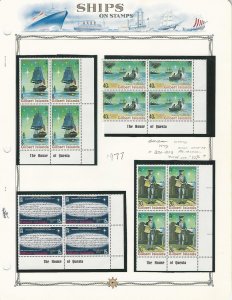 Gilbert Islands, Postage Stamp, #300-303 Blocks Mint NH, 1977 Ships, Cook