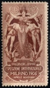 1906 Italy Poster Stamp Inauguration Of Sempione Milan International Exhibition