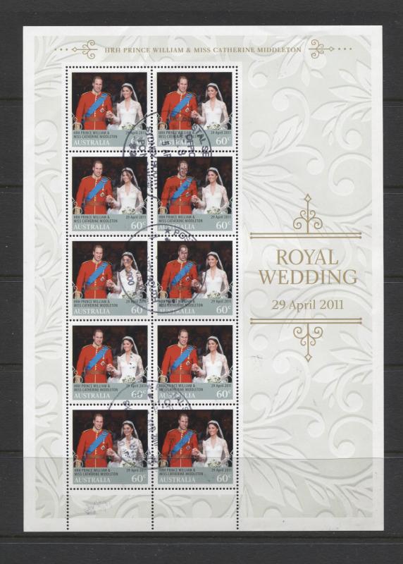 Australia - Scott 3450 - Souvenir Sheet of 10 - 2011 - CTO - Royal Wedding