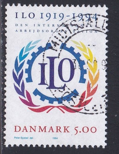 Denmark # 1011, ILO 75th Anniversary, Used, 1/2 Cat.