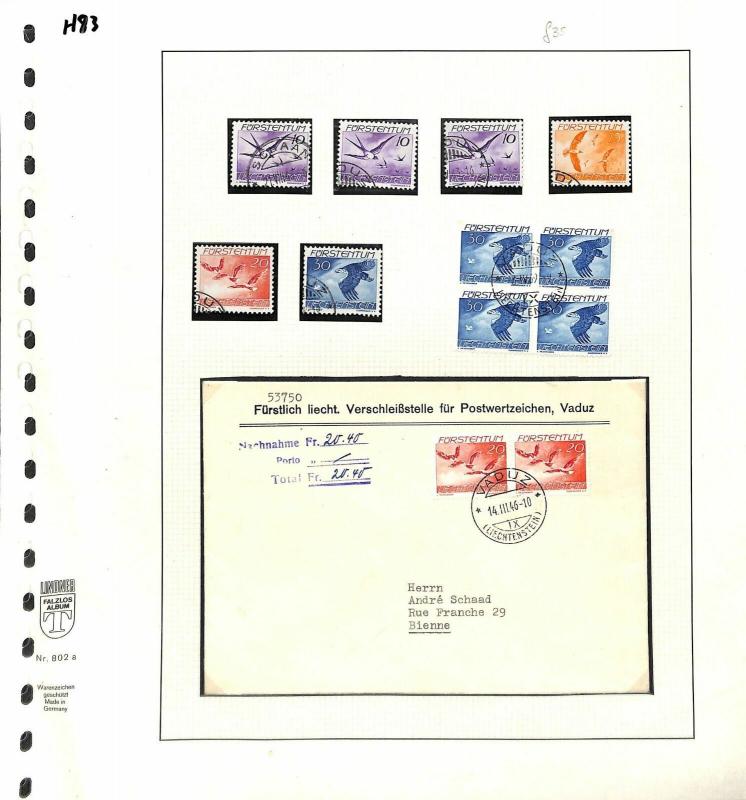 H83 Liechtenstein AVIATION 1939 AIR ISSUES & 1946 Cover BIRDS {samwells-covers}