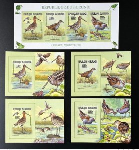 Burundi 2015 / 2016 Mi. A-D 3577 + Bl. ND IMPERF Migratory Birds Vogel-