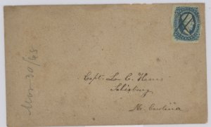 Confederate States 11 Type I 2023 To Salisbury, NC - Keating:Ball docketed 30 March 1865