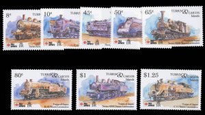 Turks & Caicos Islands #943-960 Cat$16.55, 1991 Japanese Locomotives, complet...