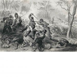 F.O.C. Darley, Steel Engraving, Death of Col. Baker at Ball’s Bluff, 1862, Va.