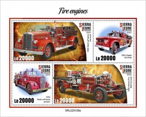 SIERRA LEONE - 2022 - Fire Engines - Perf 4v Sheet - Mint Never Hinged
