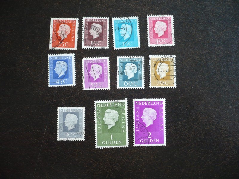 Stamps - Netherlands - Scott# 460-466,468a,469,471a - Used Part Set of 11 Stamps