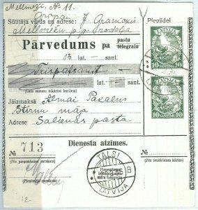 68984 - LATVIA - POSTAL HISTORY - MONEY ORDER: Talsi 1936-