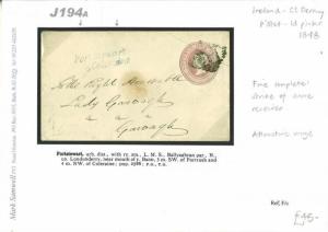 J194a 1848 GB USED IRELAND *Port Stewart Coleraine* Receiver Penny Pink Cover