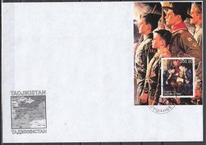 Tadjikistan, 2000 Russian Local. Rockwell`s Scout Art s/sheet of 6. First day. ^