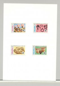 Uganda #360-363 Commonwealth Day 4v Imperf Proofs on Card