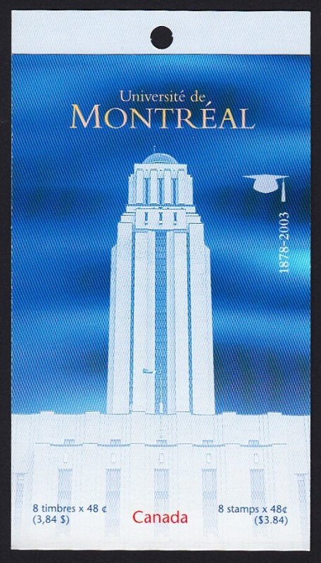 UNIVERSITE de MONTREAL, QUEBEC - CANADA 2003 #1977 BK273a MNH BOOKLET
