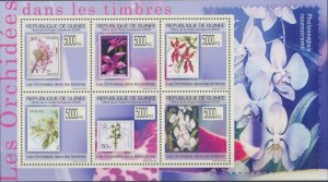GUINEE GUINEA 2009 SHEET ORCHIDS ON STAMPS