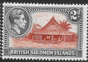 BRITISH SOLOMON IS. SG63 1938 2d ORANGE-BROWN & BLACK p13 MTD MINT.