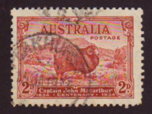Australia 1934 Sc#147, SG#150 2d Red Merino Sheep Macarthur USED
