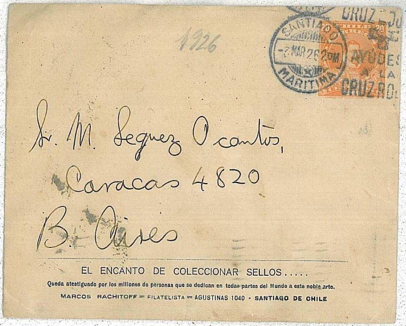 28452 - CHILE - POSTAL HISTORY - POSTAL STATIONERY COVER 1926 RED CROSS-