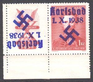 CZECHOSLOVAKIA 247 LABEL+ ERROR KARLSBAD LOCAL 1 INVERTED OVERPRINT OG NH U/M VF