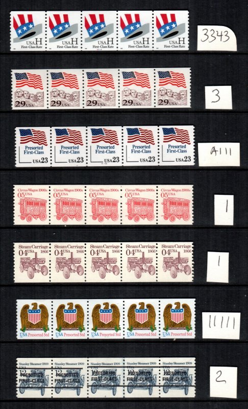 United states 7  plate number line pair coils  MNH