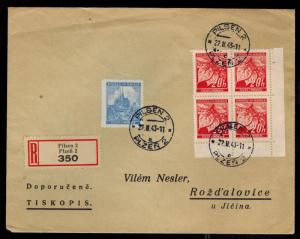 1943 Pilsen Bohemia Moravia Multi Frank Cover Czechoslovakia w money order