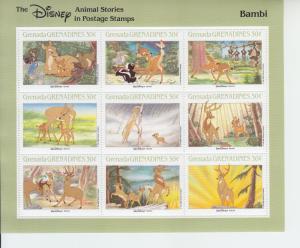 1987 Grenada Grenadines Disney Bambi MS9 (Scott 986) MNH