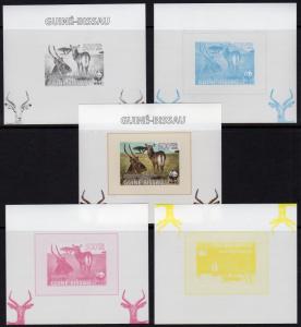 Guinea - Bissau 2008 WWF Waterbuck #2 Deluxe Souvenir Sheet Color Proofs 4+1 MNH