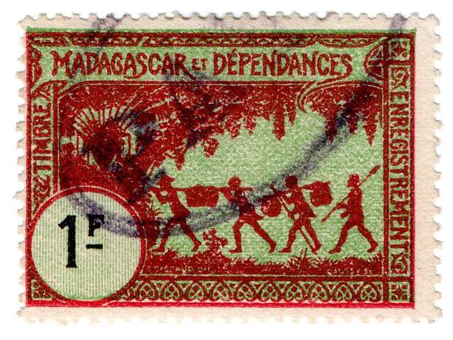 (I.B) France Colonial Revenue : Madagascar Duty 1Fr